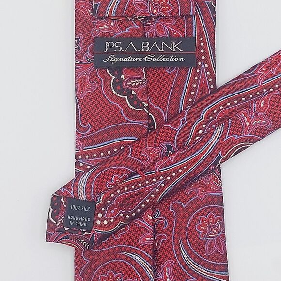 Jos. A. Bank Signature Collection Men's 100% Silk Tie Red Paisley Print Modern - Picture 2 of 4